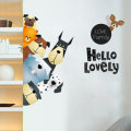 Cartoon Wall Stickers Cute Animals A Pro - Green Living Room Sofa Posted Children `s Room Paste