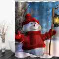Christmas Decoration Christmas Snowman Shower Curtain Washable Eco-friendly Waterproof Curtain With