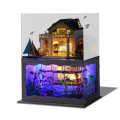 T-Yu Hawaii Villa DIY Dollhouse Miniature Model Doll House With Light Cover Extra Gift Decor Collect