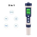EZ-9909A 5 in 1 TDS/EC/PH/Salinity/Temperature Meter Digital Water Quality Monitor Tester for Pools,