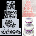 4pcs DIY Cake Cookie Flower Fondant Side Reusable Baking Stencil Wedding Decor