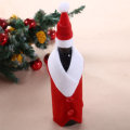 Christmas Red W-ine Bottle Covers Clothes With Hats Santa Claus Button Decor Bottle Cover Cap Kitche