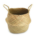 Seagrass Belly Basket 27x24 Handmade Storage Plant Pot Foldable Nursery Laundry Bag For Home Room Of