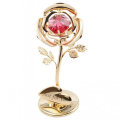 Golden Rose Flower 24K Gold Foil Plated Rose With Red Crystral Romantic Christmas Gift Anniversity L