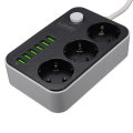 5V 3.4A Desktop 3 Power Socket 6 USB Port 5.24ft/1.6m EU Plug Charging Socket