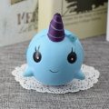 Squishy Narwhal Uni Whale Blue 11cm Slow Rising Cute Soft Collection Gift Decor Toy