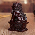 Red Chinese Resin Carving Fengshui Lion Fu Foo Dog Guardion Beast Statue Home Decorations