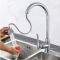 Stainless Steel Kitchen Sink Faucet Pull Out Double Holes Single Handle Cold Hot Water Mixer Tap 360