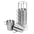 4 PCS Outdoor Portable Picnic Cups Stainless Steel Drinking Mugs Anti-Hot Tea Coffee Cup Set