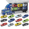 12 Pcs Kid Car Model Set Truck Simulation Track Vehicle Toys Alloy Cars+... (TYPE: #1 | COLOR: BLUE)