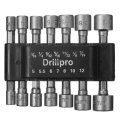 Drillpro 14pcs 1/4 Inch Hex Shank Power Nut Driver Drill Bit Set SAE Metric Socket Wrench Screw Scre