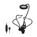 Table Clamp Soldering Stand USB 3X LED Illuminated Magnifier Bench Vise Soldering Holder Welding Thi