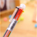 5pcs/lot 6 in 1 Multicolor Rainbow Ballpoint Pen Students Office Transparent Ball Point Ballpoint