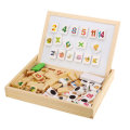 Wooden Magnetic Puzzle Kids Multifunctional Educational Learning Box Double-sided Drawing Board Educ