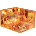1:24 Wooden 3D DIY Handmade Assemble Miniature Doll House Kit Toy with Furniture for Kids Gift Colle
