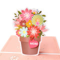 3D Mothers Day Cards Best Mom Flower Basket Paper Invitation Greeting Cards Anniversary Birthday Car