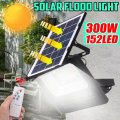 300W Solar Powered LED Street Wall Flood Lamp Garden Spotlight with 5M Extension Wire + Remote Contr
