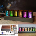RGB Pseudo-glow Tube Clock DIY Kit LED Desktop Creative Decoration Friend Gift Walnut Vintage Digita