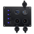 4 Gang LED 12V/24V ON-OFF Rocker Switch Dual USB Car Marine Boat Switch Panel
