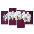 4pcs Frameless White Flower Canvas Painting Wall Hanging Pictures Art for Home Living Room Wall Deco