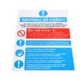 Waterproof Health & Safety Sticker Details about Attention All Visitors Sign A4 Size