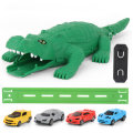 Kids DIY Crocodile Rail Car Track Racing Alligator Race Toys Children Gift with 4 Cars