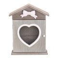 House Heart Shaped Key Box European Style Retro Wood Wall Hanging Key Storage Cabinet Wall Mounted w