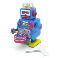 Classic Vintage Clockwork Wind Up Drum Playing Robot  Reminiscence Children Kids Tin Toys With Key