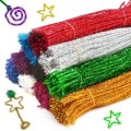 100PCS 10 Colors Decorative Ribbon DIY Glitter Plush Tinsel Stems Wired Sticks Kids Educational DIY