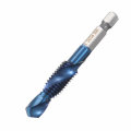Drillpro 6pcs M3-M10 Combination Drill Tap Bit Set HSS 6542 Blue Nano Coated Deburr Countersink Dril