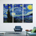 Modern Spray Painting Decorative Painting Hotel Home Canvas Oil Painting Mural Triple Starry Sky