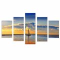5Pcs Sunset Sailing Boat Canvas Print Paintings Wall Decorative Print Art Pictures Frameless Wall Ha