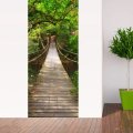 200X77CM 3D Wood Bridge PVC Self Adhesive Door Wall Sticker Living Room Mural Forest Bridge Decor