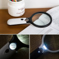 45X Handheld Magnifying Glass with 3 LED Light Magnifier Jewelry Loupe Lens