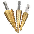 3pcs HSS Step Cone Drill Bit Titanium Hole Cutter Set 3-12/4-42/4-20mm