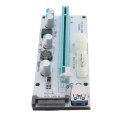 5Pcs USB3.0 PCI-E 1x To 16 x SATA +4P+6P Extender Riser Card Adapter Power Cable Miner