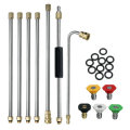 7pcs High Pressure Washer Extension Spray Wand 1/4 Inch Replacement Lance with Nozzles