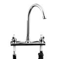 Double Dual Handle Spout Hot Cold Basin Sink Mixer Water Tap Kitchen Faucet