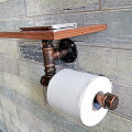 Vintage Toilet Roll Towel Holder Wooden Metal Retro Bathroom Standing Storage Holder