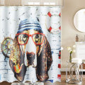 Modern Animal 3D Waterproof Polyester Shower Curtain Dog Octopus Pattern With 12 Plastic Hooks For B