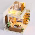 DIY Mini Dollhouse Kit Wooden Furniture Kit Handmade Miniature House with LED Light Assembling Doll
