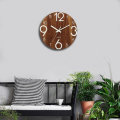 12" Luminous Wall Clock Quartz Wooden Silent Non Ticking Dark Home Room Decor
