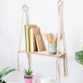 Wooden Bohemian Sling Rack Storage Rack Woven Rope Plant Rack Home DIY Decoration for Home Storage