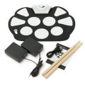 Foldable Roll Up USB Electronic Drum 9 Silicon Pad Kit Silicon w/ Stick Kid Gift