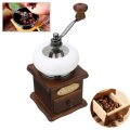 Retro White Ceramic Manual Coffee Bean Grinder Wooden Nut Mill Cafe Hand Grinding Tool