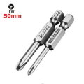 BROPPE 2Pcs 50mm Magnetic Y Shaped Screwdriver Bits 1/4 Inch Hex Shank