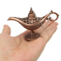Desktop Decoration Mini Rare Legend Aladdin Lucky Wishing Lamp Pot Magic Genie Light Bronze 11.5*4*7
