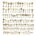 128Pcs Vintage Bronze Key For Pendant Necklace Bracelet DIY Handmade Accessories Decorations