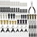169Pcs Zipper Repair Kit Zipper Replacement Zipper Pull Rescue Kit with Zipper Install Pliers Tool a