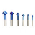 Drillpro 6Pcs 6.3-20.5mm 90 Degrees 3 Flutes Countersink Drill Bit Nano Blue Coated Chamfer Cutter H